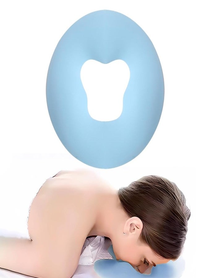 OULIGET Silicone Face Massage Pillow,SPA Beauty Face Relax Headrest,Salon Skin Care Soft Overlay Travel Head Support,Bule - Image 1
