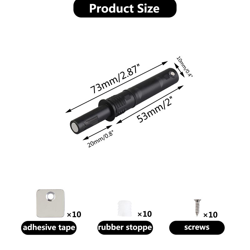 bjsdkff 10 Pcs Magnetic Push Latches for Cabinet Push to Open Door Latch Soft Quiet Close Closers Push to Open Cabinet Door Latch for Closure Cabinet Drawer Wardrobe Kitchen Door (Trumpet) - Image 2