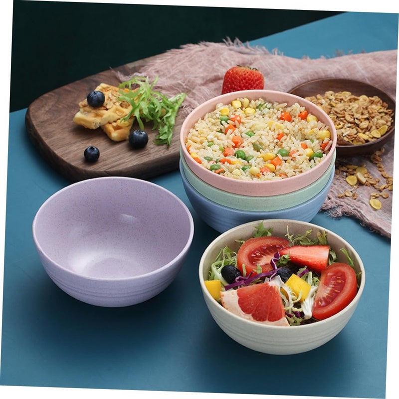5Pcs Wheat Straw Bowls Unbreakable Lightweight Dishwasher Microwave Safe Dinnerware Set - Image 5