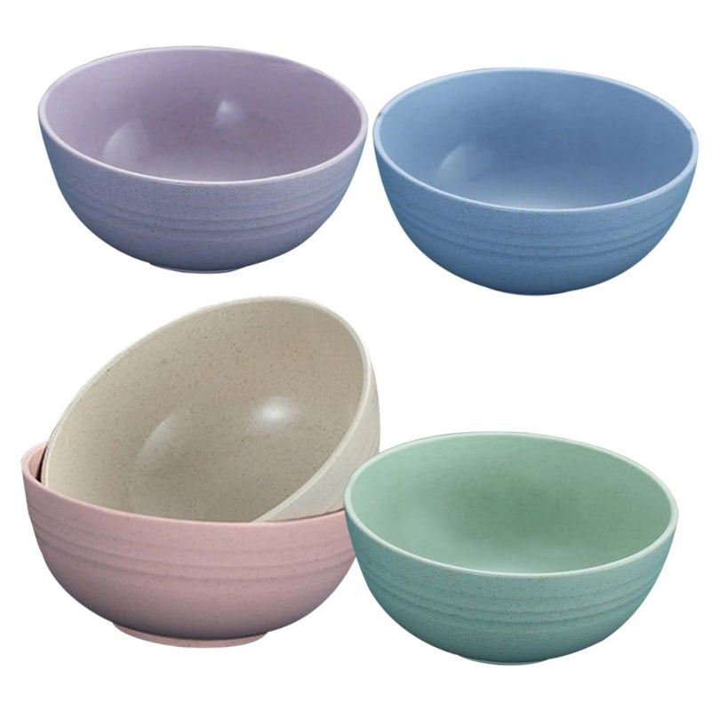 5Pcs Wheat Straw Bowls Unbreakable Lightweight Dishwasher Microwave Safe Dinnerware Set - Image 2