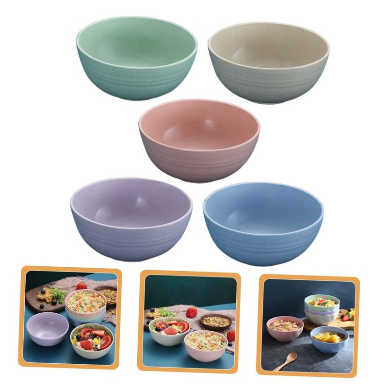 5Pcs Wheat Straw Bowls Unbreakable Lightweight Dishwasher Microwave Safe Dinnerware Set - Image 4