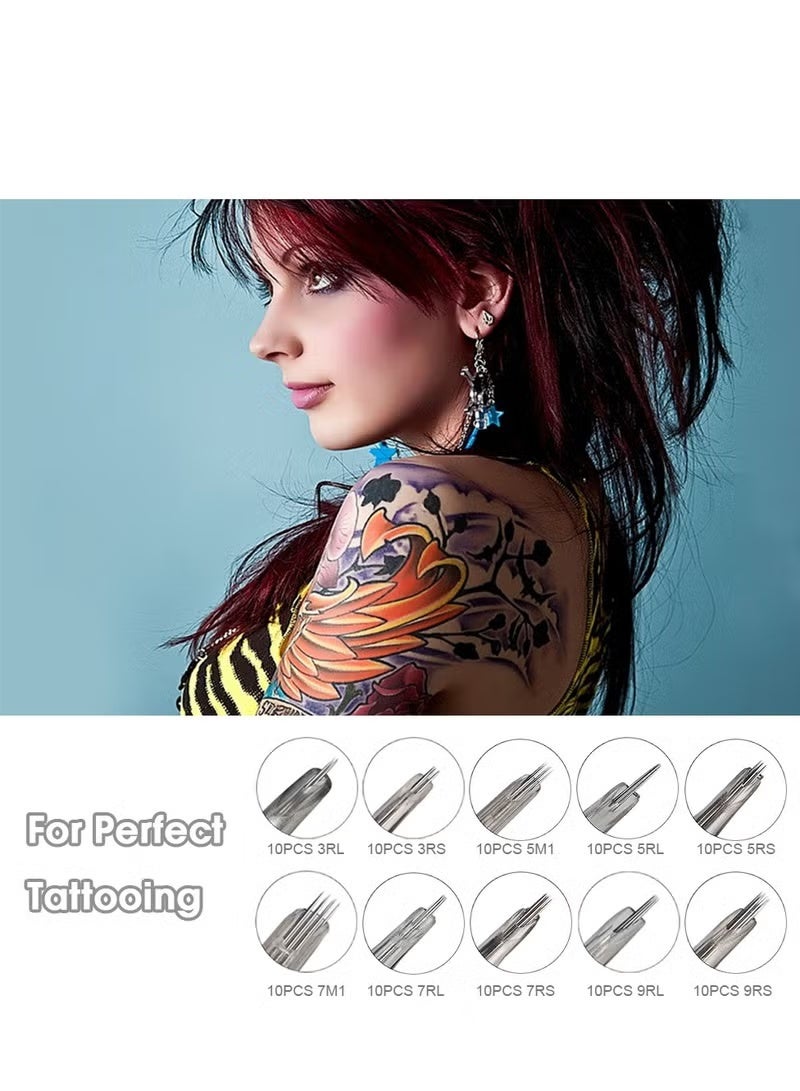 أتوموس ١٠ إبر وشم للاستخدام مرة واحدة، إبر غشائية معقمة وآمنة للوشم وتدفق أفضل للحبر - Image 3