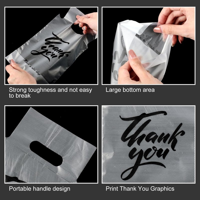 PerKoop 500 Pcs Drink Carrier for Delivery Clear Cup Carrier with Handle Thank You Drink Bags Single Take out Cup Carriers for Beverage Coffee Shop, Restaurant, Bakery, Bar(Classic) - Image 4