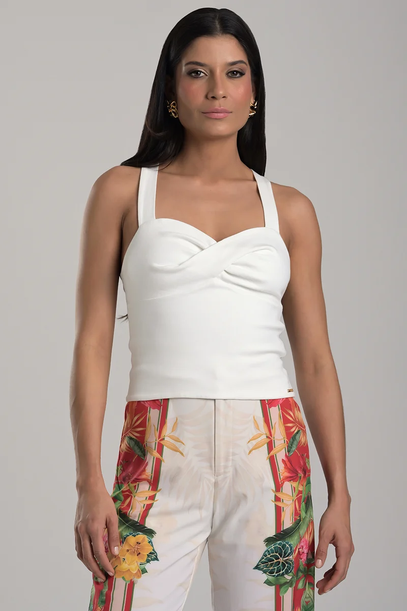 Off-white Top with Crossed Bust Detail