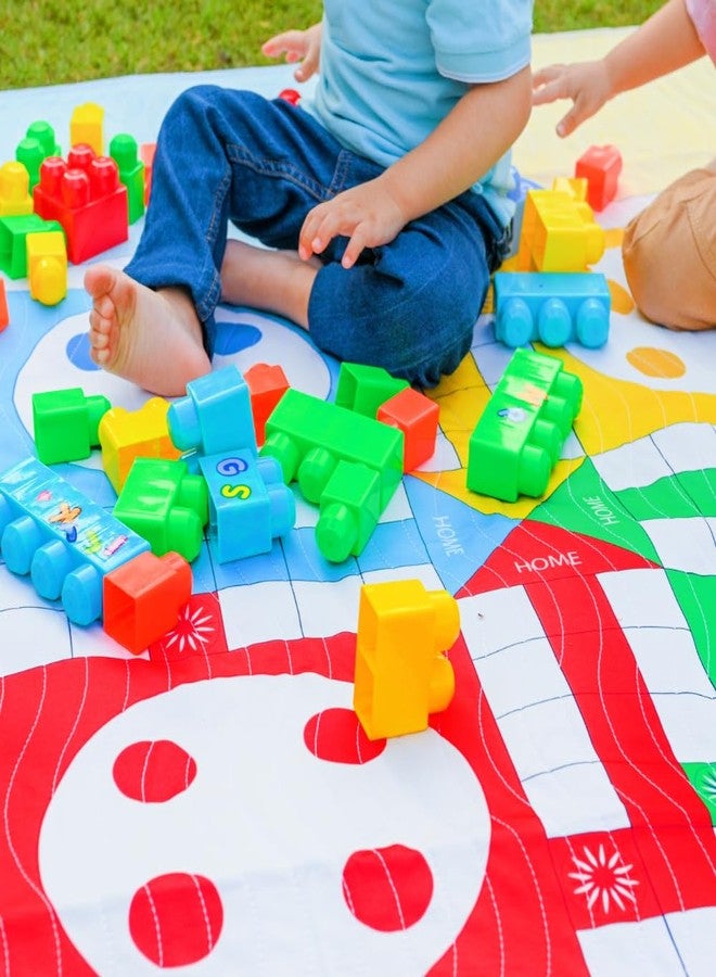 Happy Matty حصيرة نزهة هابي ماتي لودو للأطفال، مانعة للانزلاق، قابلة للعكس، محمولة، للاستخدام في الهواء الطلق/النزهات/الشاطئ/السفر (140 سم × 140 سم) - Image 2