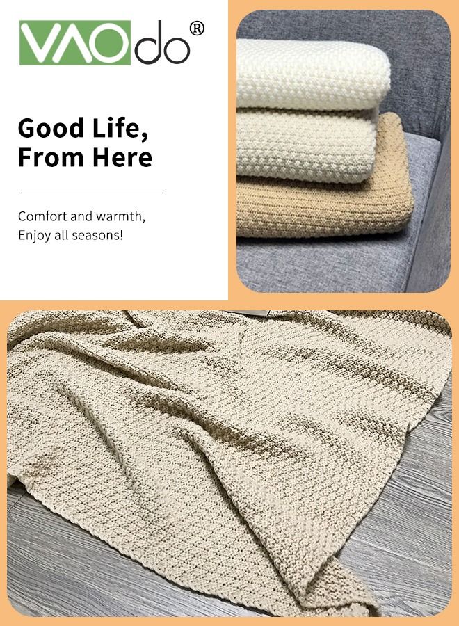 VAOdo Knit Blanket Cozy Soft Blanket Machine Washable Throw Blanket for Couch Decorative Bed Blankets Off Throw Blanket 110*150CM Brown  - Image 5