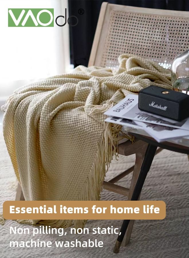 VAOdo Knit Blanket Cozy Soft Blanket Machine Washable Throw Blanket for Couch Decorative Bed Blankets Off Throw Blanket 110*150CM Brown  - Image 3