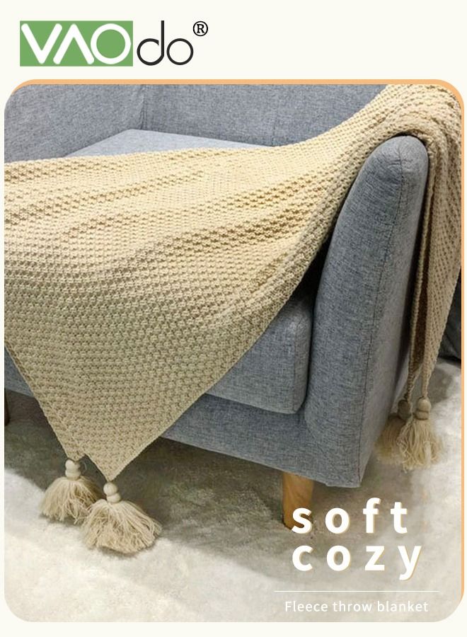 VAOdo Knit Blanket Cozy Soft Blanket Machine Washable Throw Blanket for Couch Decorative Bed Blankets Off Throw Blanket 110*150CM Brown  - Image 4