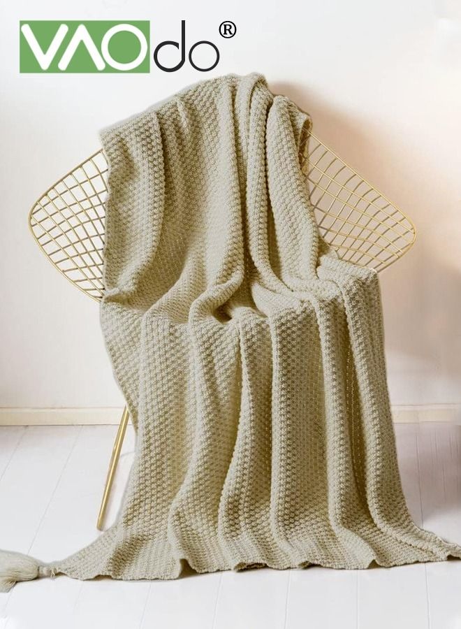 VAOdo Knit Blanket Cozy Soft Blanket Machine Washable Throw Blanket for Couch Decorative Bed Blankets Off Throw Blanket 110*150CM Brown  - Image 2