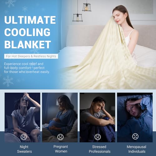 Elegear Revolutionary Cooling Throw Blanket, Absorbs Heat to Keep Body Cool for Night Sweats, Double Sided Arc-Chill3.0 Cooling Fiber Q-Max>0.5, Lightweight Summer Cold Blankets for Sleeping 51“ x 67” - Image 4