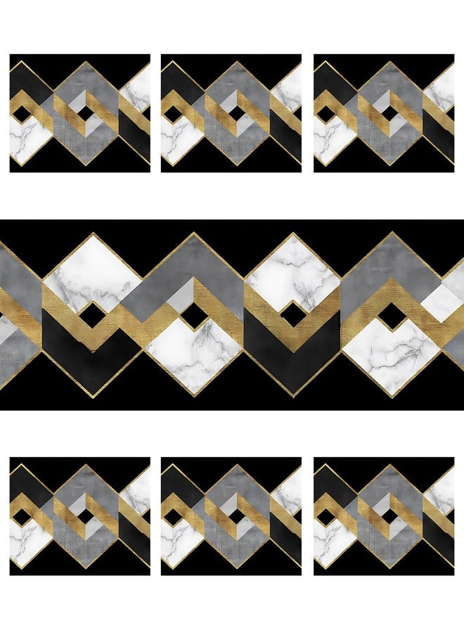 ANNA QUEEN Modern Black and Gold Marble Table Runner and Placemats Set of 6, 13"x72" Table Runner with 12"x18" Placemats, Geometric Luxury Dining Table Decor for 4 to 6 People - Image 3