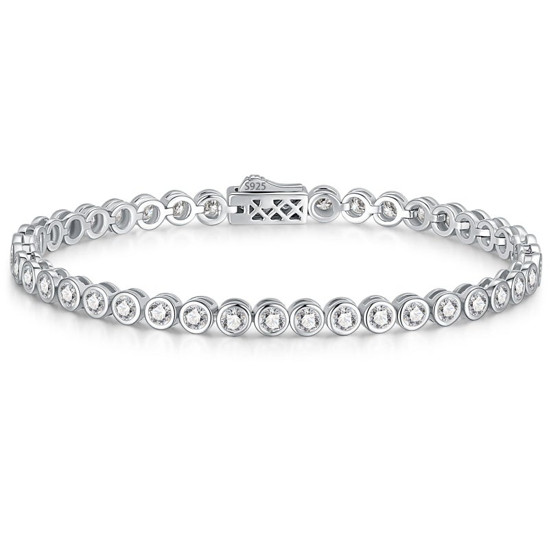 LOIPURI Moissanite Tennis Bracelet for Women, Show She Still Matters Anniversary Bracelet Gift for Wife, 3.9cttw D Color VVS1 Moissanite Bezel Set, White Gold Plated Sterling Silver, Idea Gift for Her 6.5" - Image 1