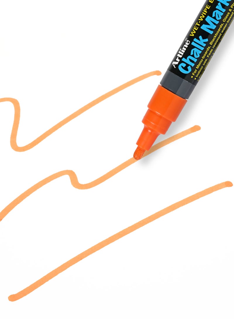 Artline 12 Pieces EPW4 Chalk Marker, Line 4.0mm, Wet Wipe Eresable, Color:Orange-ARMKEPW-4OR - Image 1