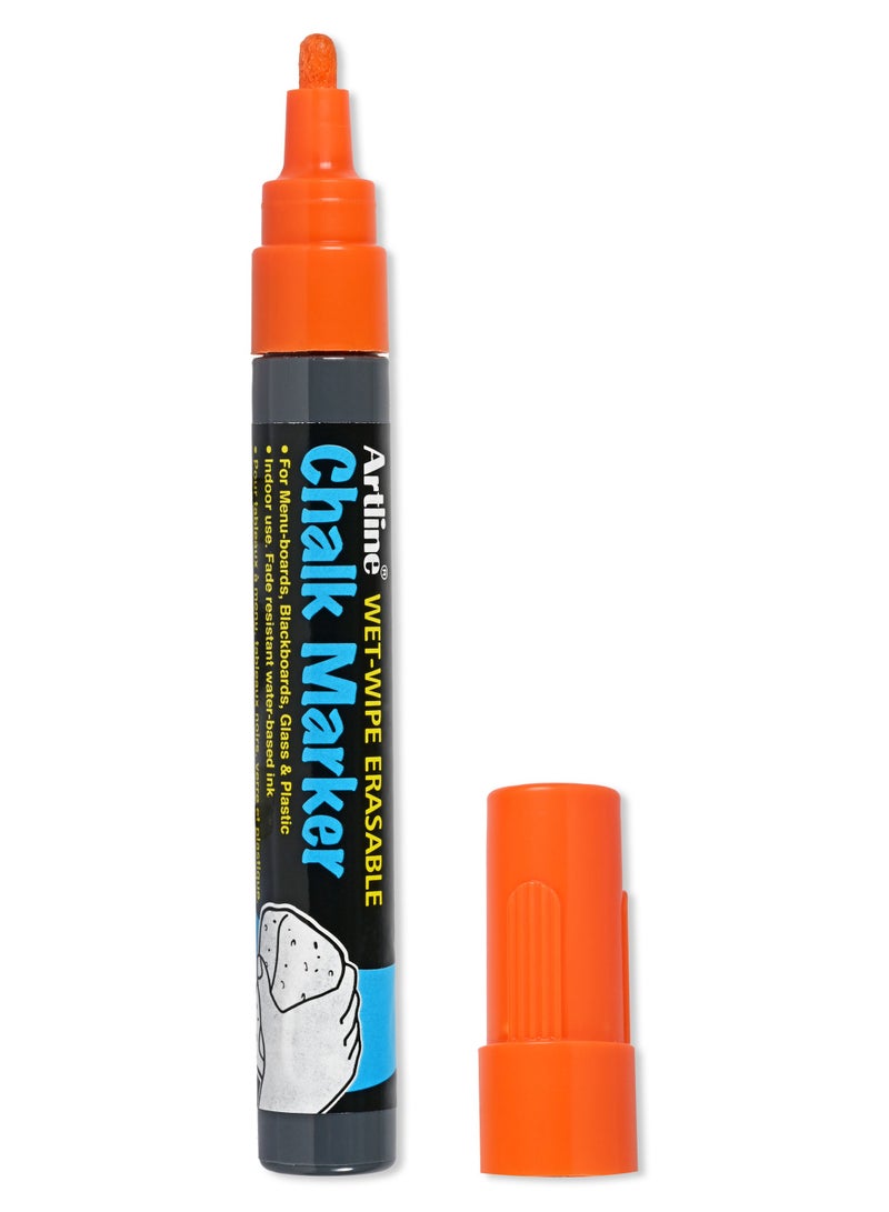 Artline 12 Pieces EPW4 Chalk Marker, Line 4.0mm, Wet Wipe Eresable, Color:Orange-ARMKEPW-4OR - Image 4