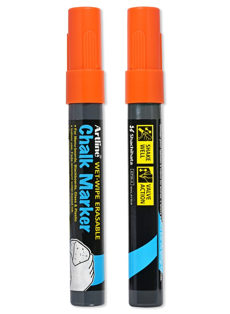 Artline 12 Pieces EPW4 Chalk Marker, Line 4.0mm, Wet Wipe Eresable, Color:Orange-ARMKEPW-4OR - Image 3