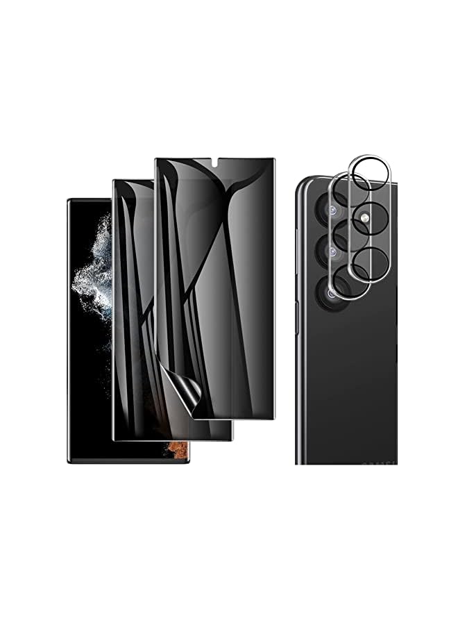 PROMASS [2+2] Soft TPU Privacy Screen Protector for Samsung S23 Plus (Not Glass), [Support Fingerprint ID] Anti-Spy Full Adhesive Flexible Film + Camera Lens Protector for S23 Plus (S23 Plus, Privacy) - Image 2