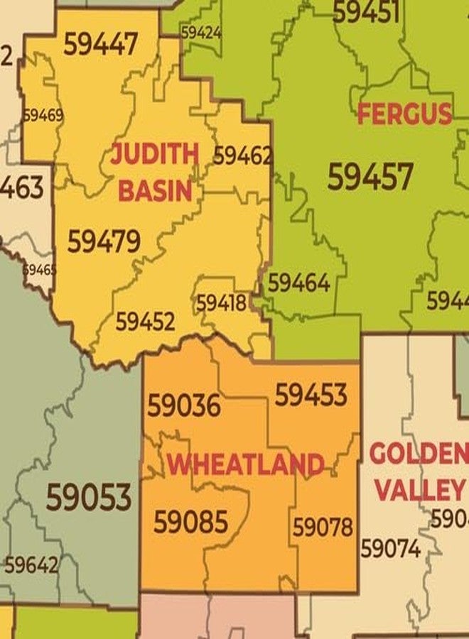 MapSherpa Montana ZIP Code Map with Counties - Large - 31.25 x 48 inch Poster - Front Lamination - Image 2