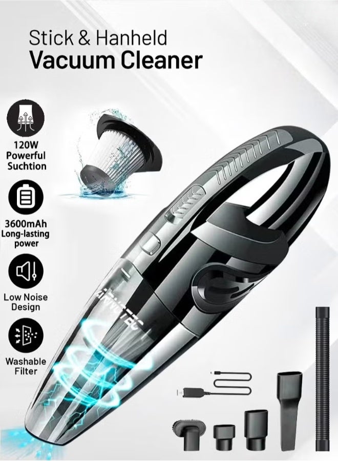 Cordless Handheld Car & Home Vacuum Cleaner | 120W Power, Wet & Dry Use