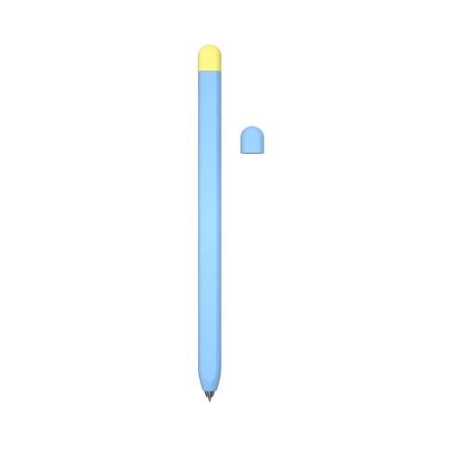 Valente Ultra-Thin Silicone Sleeve for Galaxy Tab Pencil - Compatible with S7/S8/S9 Series - Enhanced Grip, Protective Cover (Blue & Yellow) - Image 1
