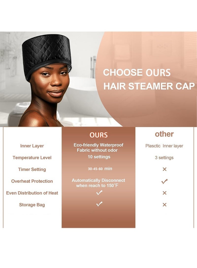 Heat Cap for Deep Conditioning with 10-level Heats Up Quickly, Thermal Cap for Hair Steamer Cap for Natural Hair Portable Electric Heat Hair Spa Cap for Home Use - Image 5