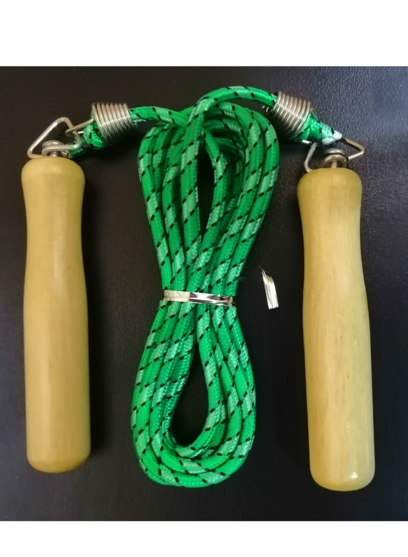 حبل قفز قطن قابل للتعديل مقابض خشبية - أخضر - Image 5