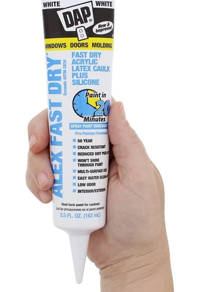 DAP ALEX FAST DRY Acrylic Latex Caulk Plus Silicone - 5.5 oz, White - Image 2