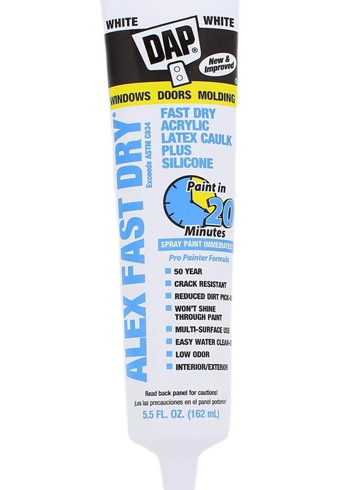 DAP ALEX FAST DRY Acrylic Latex Caulk Plus Silicone - 5.5 oz, White - Image 1