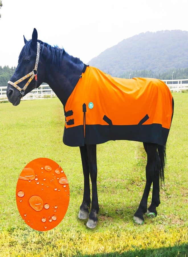 Paloura Waterproof Horse Sheet|Horse Blankets for Real Horses|Adjustable with Tail Rainy Day Choices for Horses(74", Orange) - Image 1