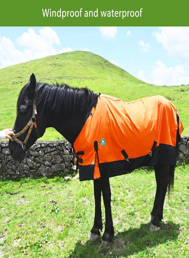 Paloura Waterproof Horse Sheet|Horse Blankets for Real Horses|Adjustable with Tail Rainy Day Choices for Horses(74", Orange) - Image 5