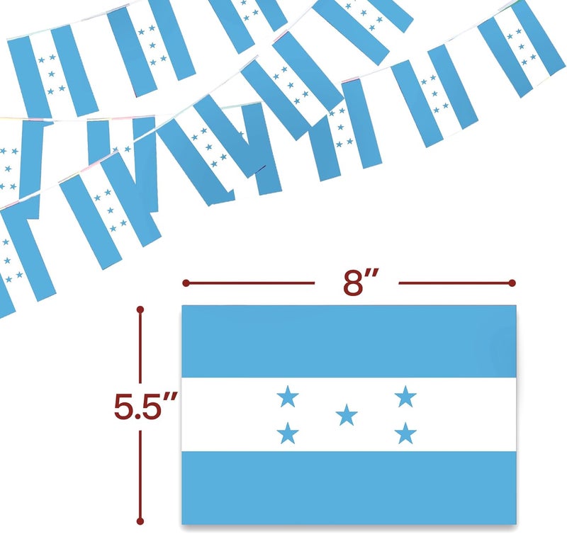 Anley Honduras String Flag Pennant Banners, Patriotic Events 15th of September Honduran Independence Day Decoration Sports Bars - 33 Feet 38 Flags - Image 3
