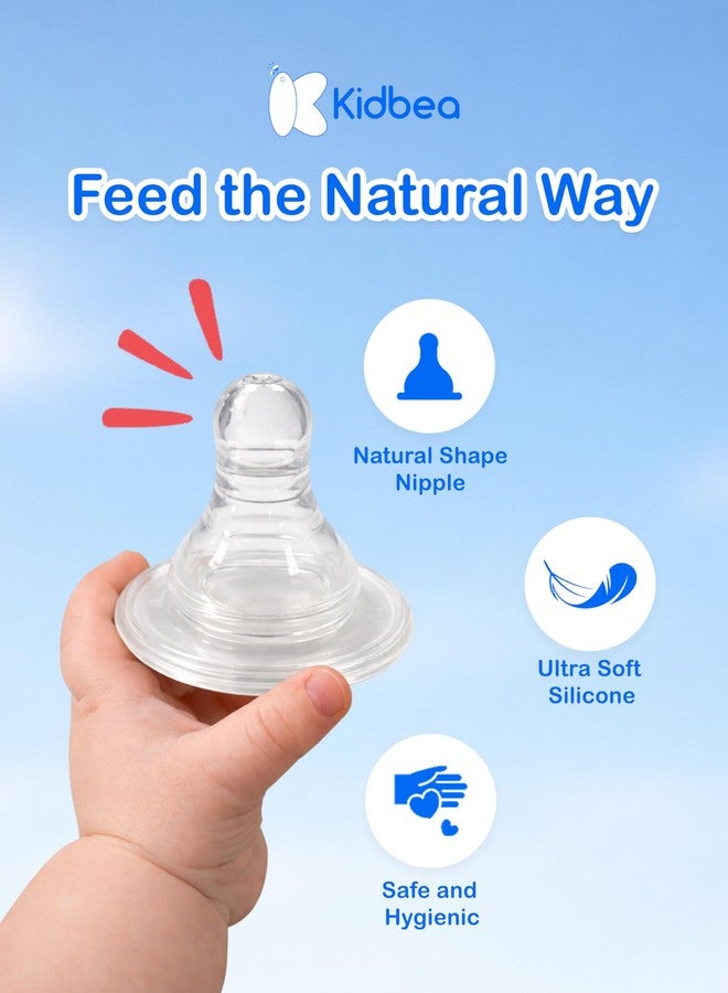 Kidbea Stainless Steel Baby Feeding Bottle 150ml (0m+) | BPA Free Wide Neck Anti-Colic Infant Milk Bottle with 3 Extra Silicone Nipples for Newborns - Image 5