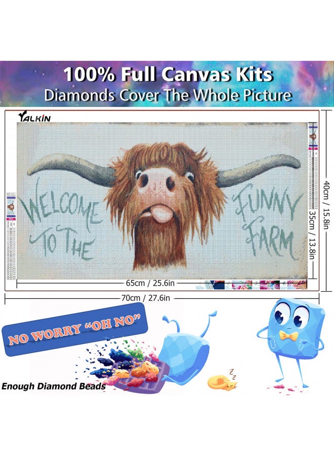 YALKIN YALKIN 5D DIY Large Diamond Art Painting Kits Cow Diamond Painting Kits for Adults Kids Full Round Drill Picture Arts Paint by Number Kits for Home Wall Decoration Stress Relief - Image 2