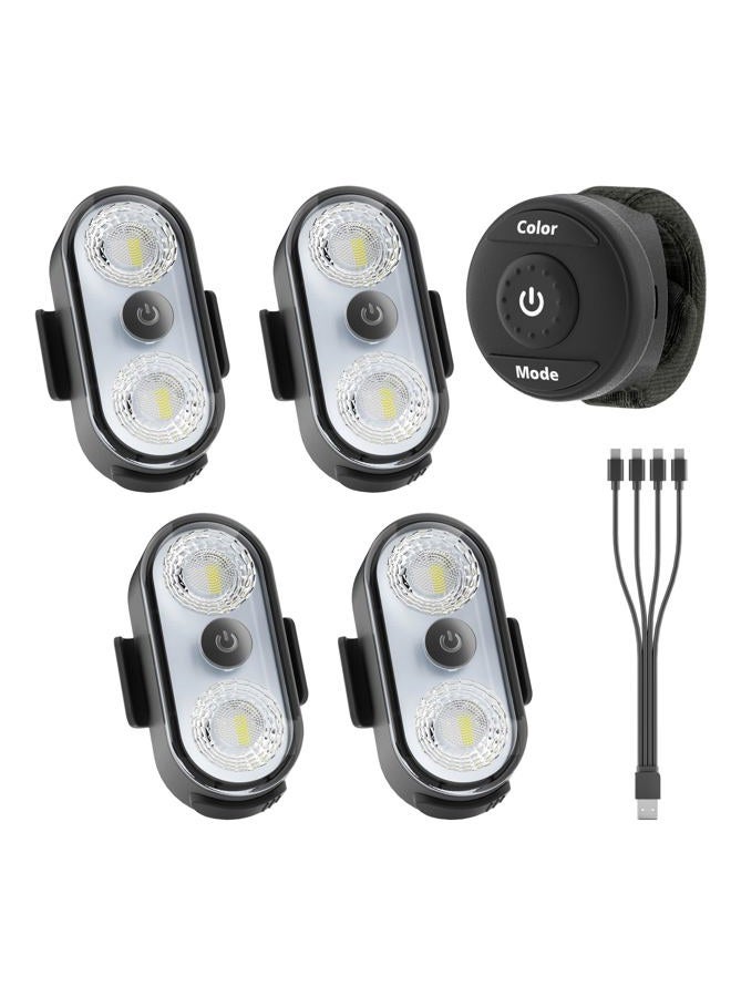 PidZoom Wireless LED Lights for Car-4PCS Interior Ambient Strobe Light with Remote and Button, USB-C 120 Hours 8 Colors IP65 Waterproof Rechargeable Underglow Light for Cars, Trucks, eBike, Motorcycle - Image 1