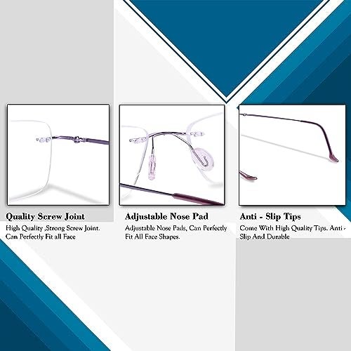 Redex Titanium Glasses Frame, Rimless Frameless Optical Eyewear Eyeglasses for Men and Women - Image 3