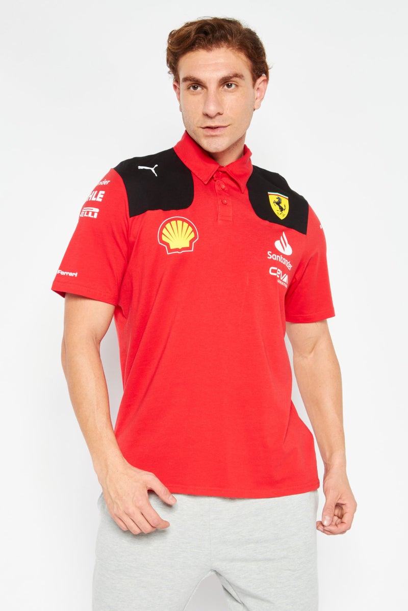 Puma x Scuderia Ferrari Men Sportswear Fit Short Sleeve Outdoor Polo Shirt, Red - Image 1
