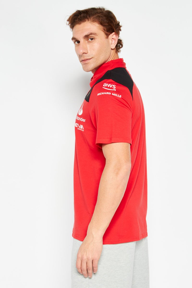 Puma x Scuderia Ferrari Men Sportswear Fit Short Sleeve Outdoor Polo Shirt, Red - Image 3