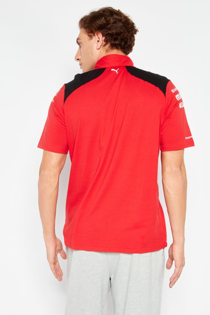 Puma x Scuderia Ferrari Men Sportswear Fit Short Sleeve Outdoor Polo Shirt, Red - Image 4