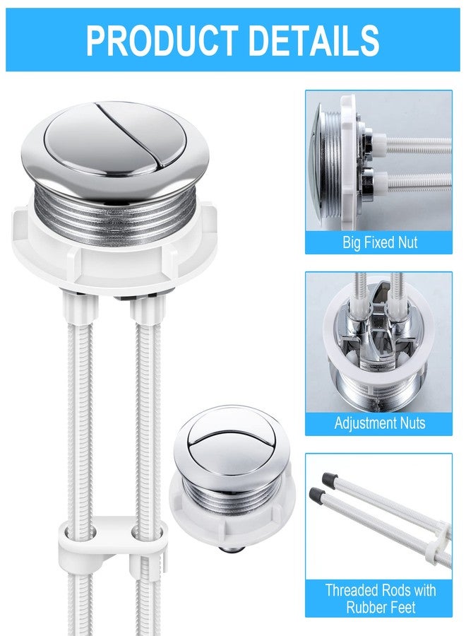 Enhon 2pack 48mm Toilet Tank Buttons, Flush Valve Dual Push Button Replacement Adjustable, Compatible with Glacier Bay Aquasource, American Standard, Twfords, Armitage Shanks, Geberit - Image 3