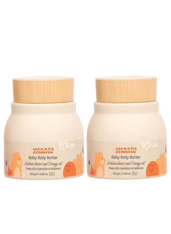 Maate Baby Body Butter (Pack of 2 * 150 gm) | Enriched with Pure Kokum Butter, Shea Butter & Saffron Oil | Cream For Face, Skin & Body | Body Butter For Kids 0-12 year | Moisturizer Cream - Image 1