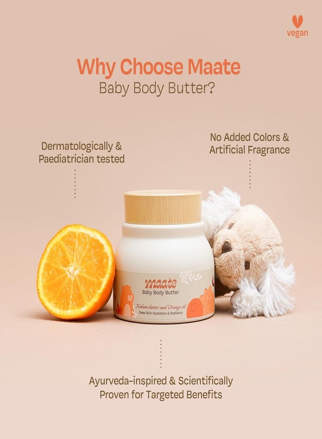Maate Baby Body Butter (Pack of 2 * 150 gm) | Enriched with Pure Kokum Butter, Shea Butter & Saffron Oil | Cream For Face, Skin & Body | Body Butter For Kids 0-12 year | Moisturizer Cream - Image 4