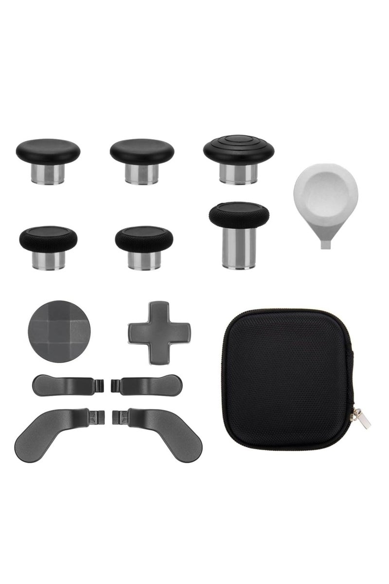 Anmi Anmi 13 in 1 Metal Thumbsticks for Xbox One Elite Series 2, Elite Series 2 Controller Accessories, Gaming Accessory Replacement, 6 Swap Joysticks, 4 Paddles, 2 D-Pads, 1 Tool (Black)