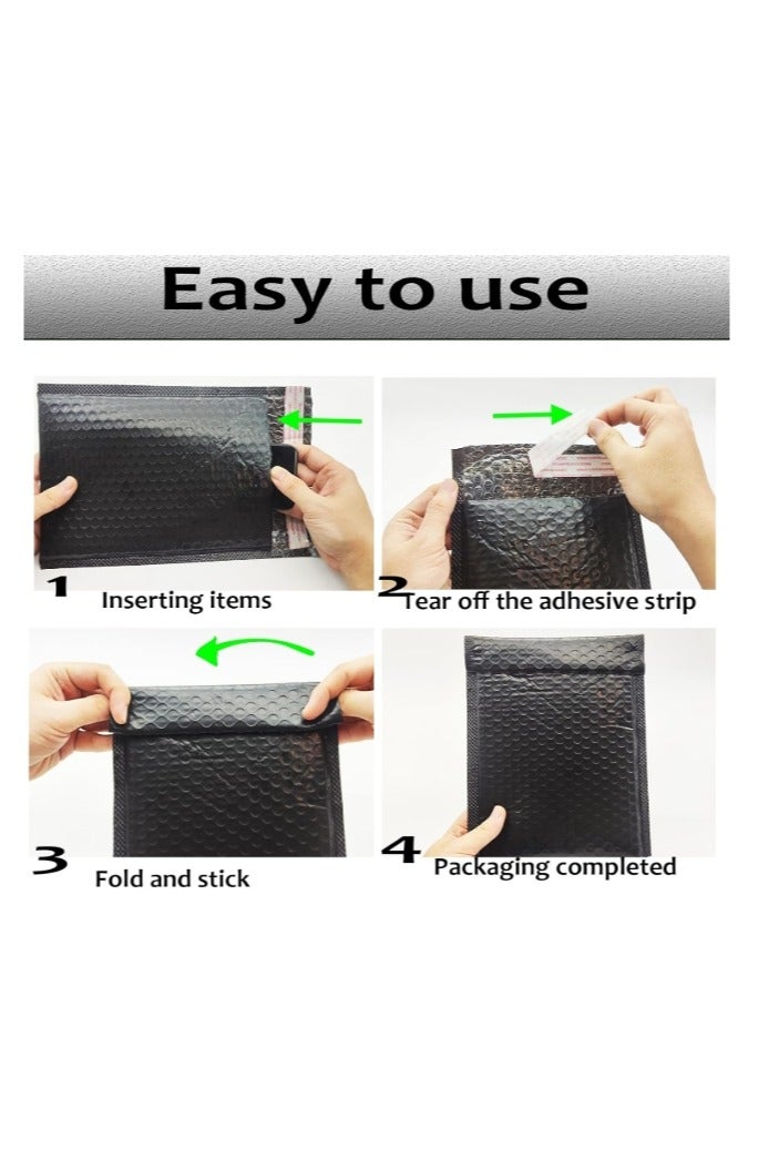 الواحة-TH عبوة من 20 كيسًا بريديًا ذاتي الغلق بفقاعات مقاس 18×23 سم، كيس مبطن للتغليف والشحن، باللون الأسود - Image 2