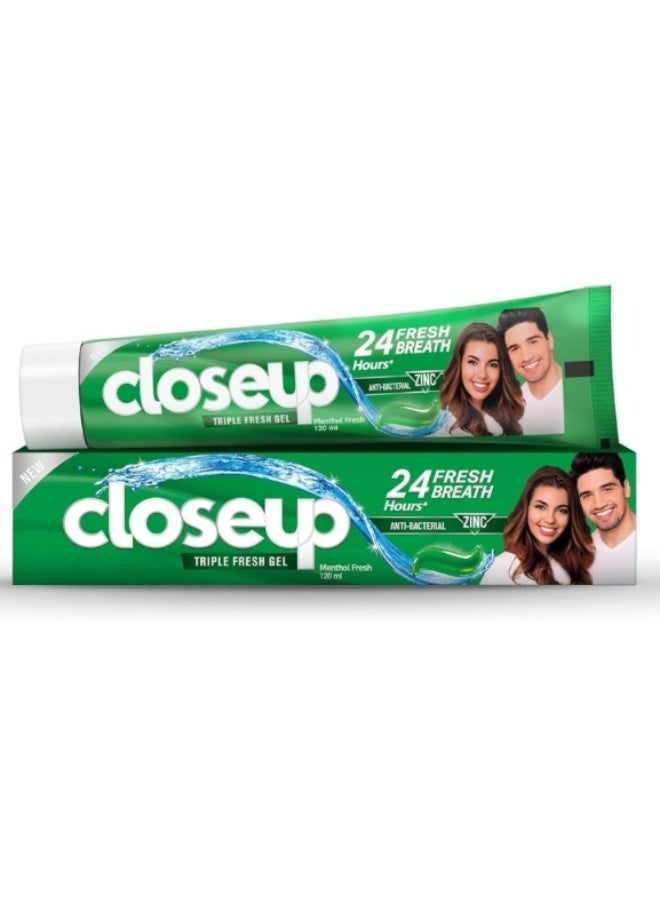 كلوز أب معجون أسنان كلوز أب ثلاثي الانتعاش جل (مائة وعشرون ملليلترًا) – نفس منعش يدوم أربعًا وعشرين ساعة مع الزنك. - Image 1