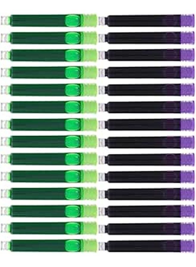 100pcs Erasable Fountain Pen Ink Refills 50 Light Green 50 Purple Large Bore Cartridges for Writing Practice - Image 1