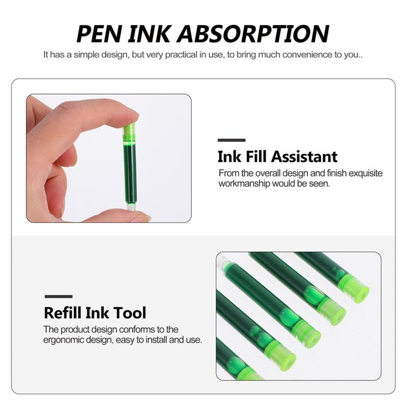 100pcs Erasable Fountain Pen Ink Refills 50 Light Green 50 Purple Large Bore Cartridges for Writing Practice - Image 4