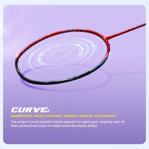 Hundred Carbon Fibre Power Ray 900 Unstrung Badminton Racket with Full Cover | 79 Grams | Maximum Tension ?32 Lbs (Orange Red/Black) - Image 4