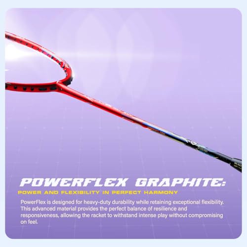 Hundred Carbon Fibre Power Ray 900 Unstrung Badminton Racket with Full Cover | 79 Grams | Maximum Tension ?32 Lbs (Orange Red/Black) - Image 5