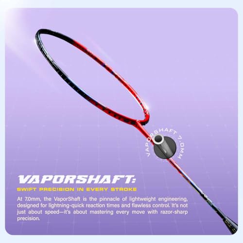 Hundred Carbon Fibre Power Ray 900 Unstrung Badminton Racket with Full Cover | 79 Grams | Maximum Tension ?32 Lbs (Orange Red/Black) - Image 3