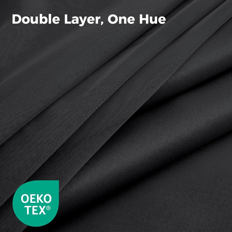 Swandream 100% Blackout Curtains for Bedroom, Double Layer Black Curtains, Black Out Curtain 84 inch Long with Sheer Overlay for Living Room, Room Darkening Window Drapes with Grommet, 52" W x 84" L - Image 4