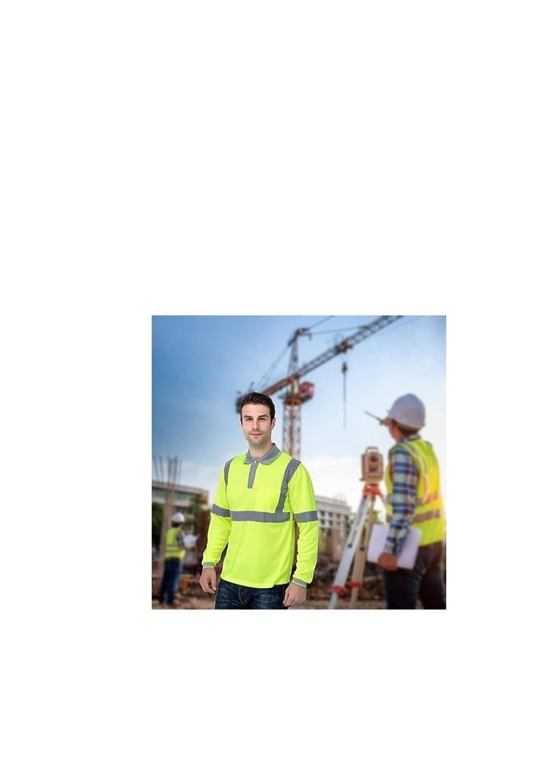 ABBASALI Safety Long Sleeve T-Shirt Reflective Bright Construction Workwear for Men  - Image 4
